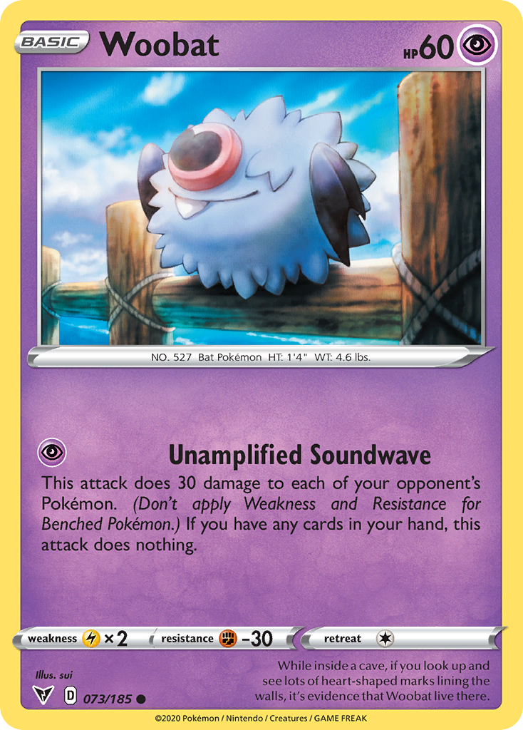Woobat 73/185 English Pokémon card from Vivid Voltage (2020)