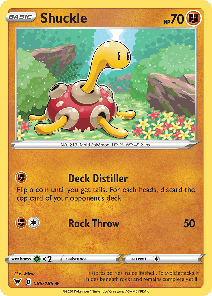 Shuckle 85/185 English Pokémon card from Vivid Voltage (2020)