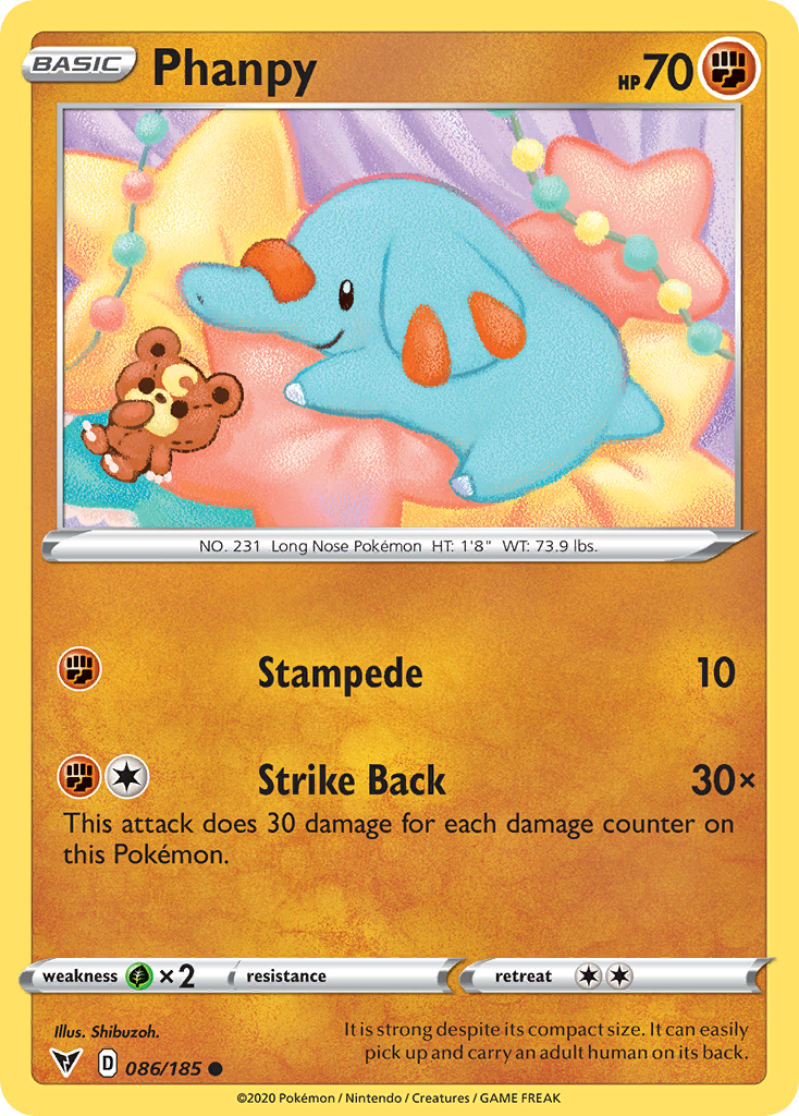 Phanpy 86/185 English Pokémon card from Vivid Voltage (2020)