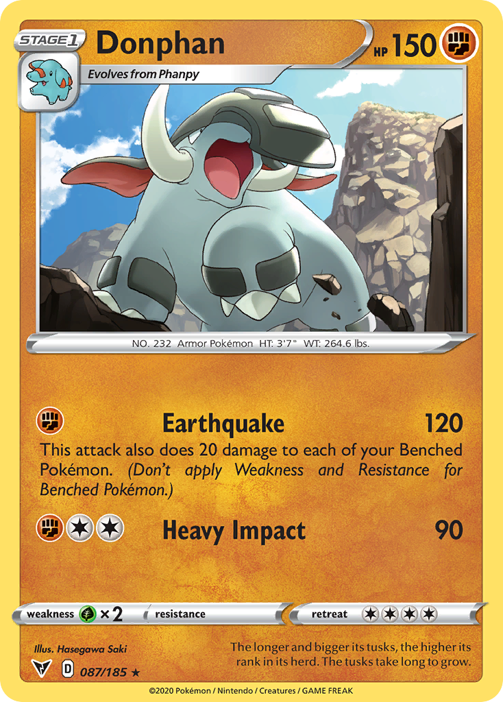 Donphan 87/185 English Pokémon card from Vivid Voltage (2020)