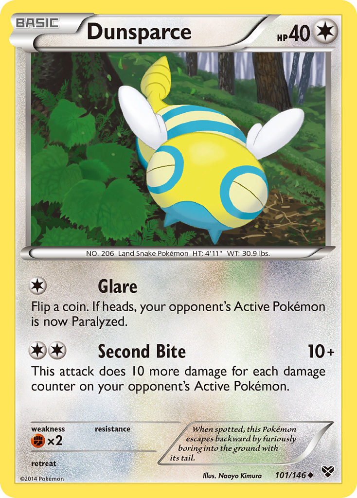 Dunsparce 101/146 English Pokémon card from XY (2014)