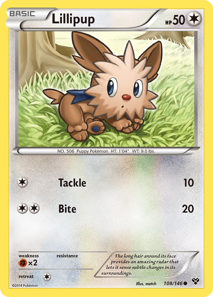 Lillipup 108/146 English Pokémon card from XY (2014)