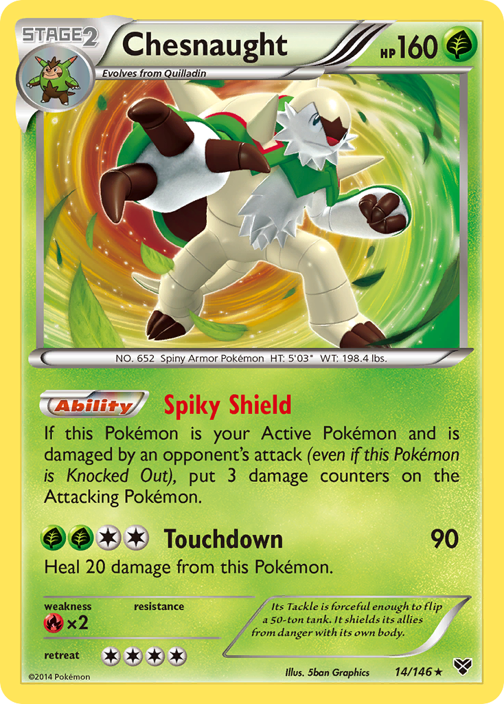 Chesnaught 14/146 English Pokémon card from XY (2014)
