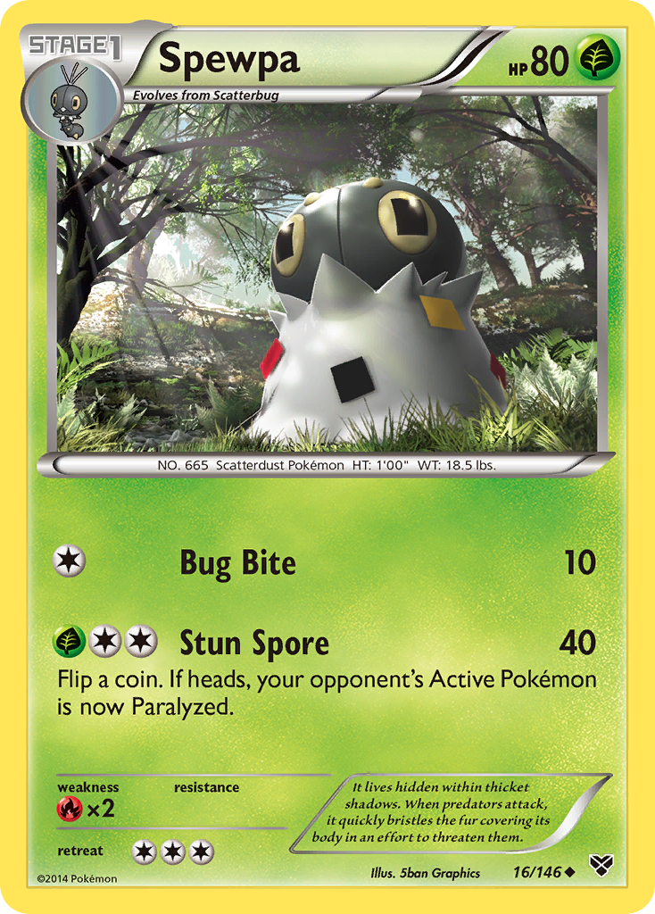 Spewpa 16/146 English Pokémon card from XY (2014)