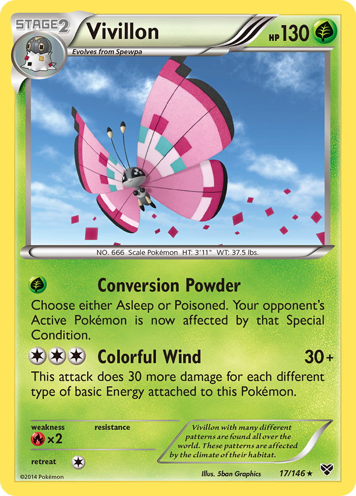 Vivillon 17/146 English Pokémon card from XY (2014)