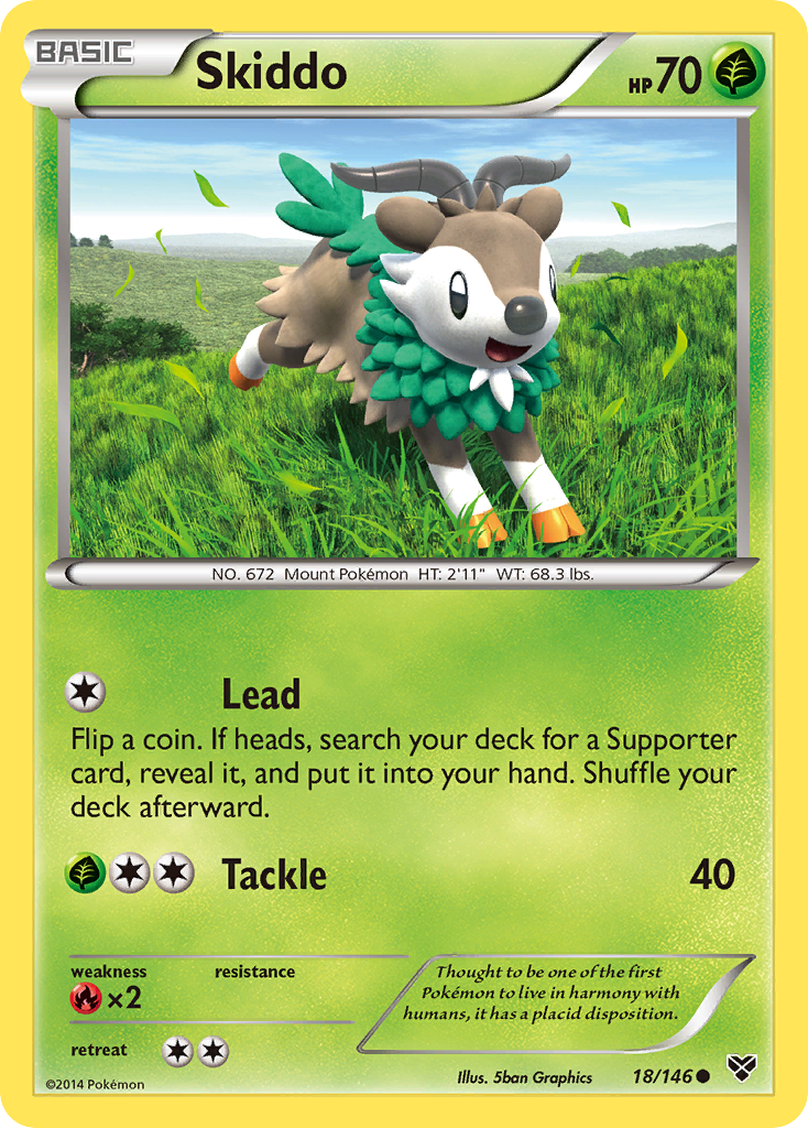 Skiddo 18/146 English Pokémon card from XY (2014)
