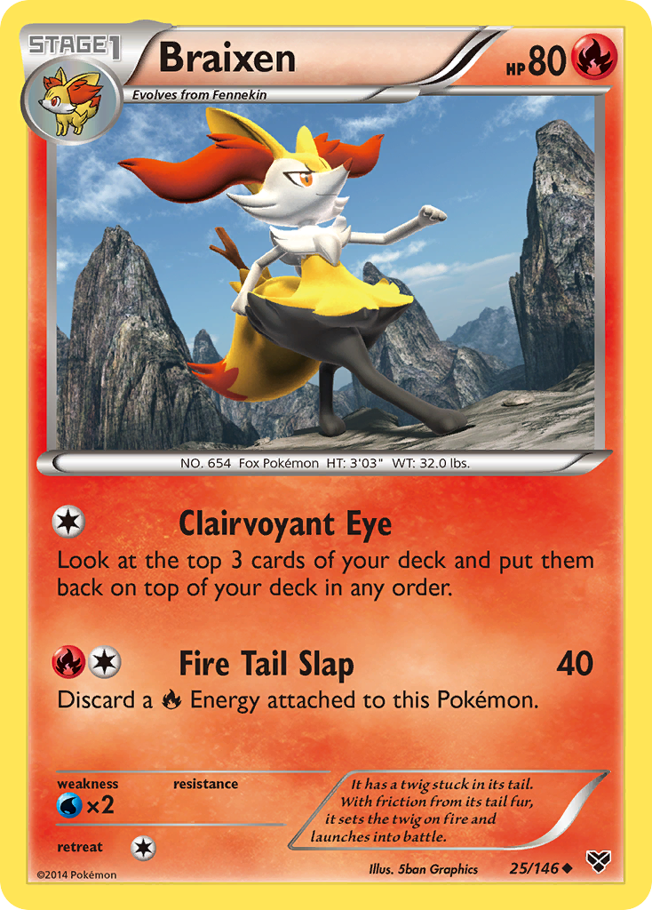 Braixen 25/146 English Pokémon card from XY (2014)