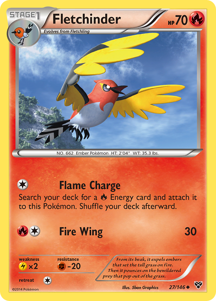 Fletchinder 27/146 English Pokémon card from XY (2014)