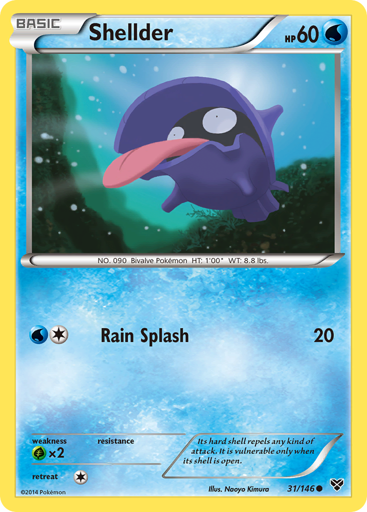 Shellder 31/146 English Pokémon card from XY (2014)