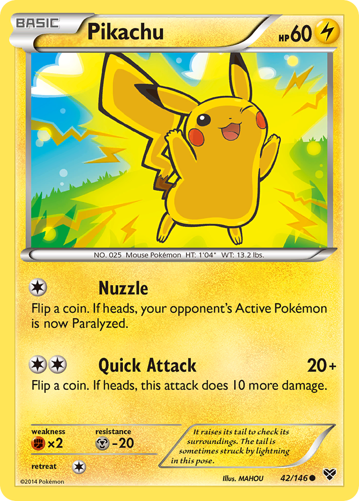 Pikachu 42/146 English Pokémon card from XY (2014)
