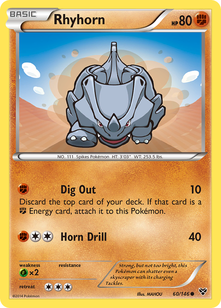 Rhyhorn 60/146 English Pokémon card from XY (2014)
