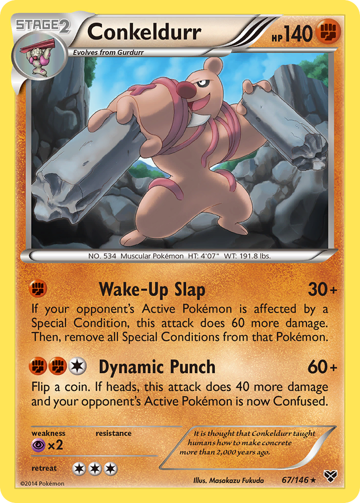 Conkeldurr 67/146 English Pokémon card from XY (2014)