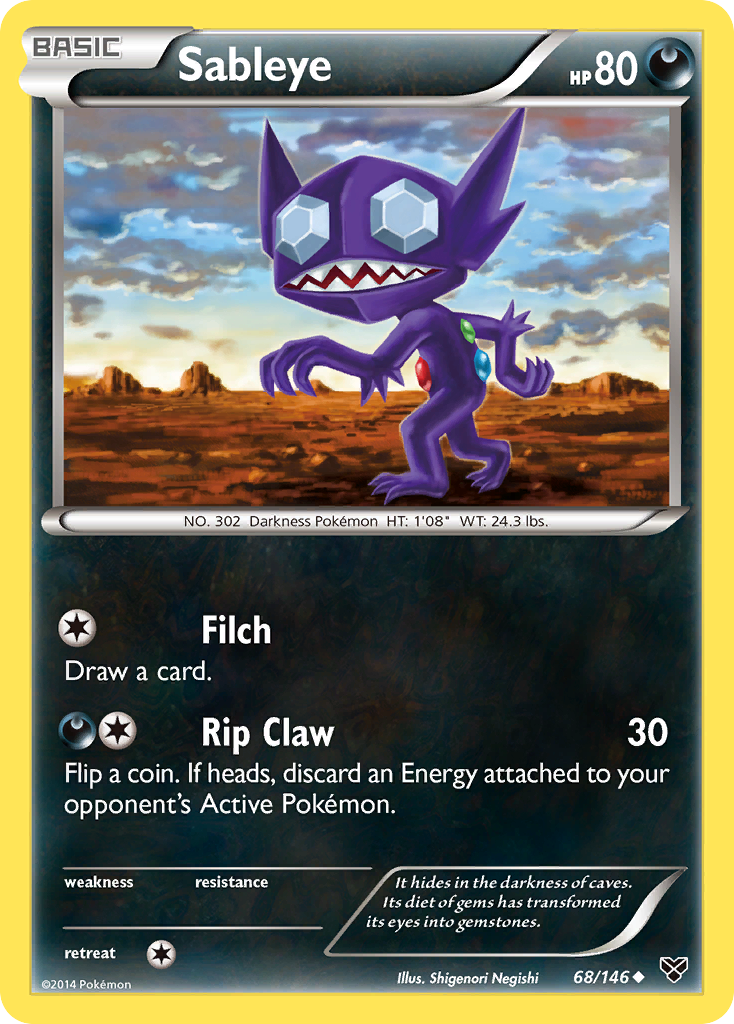 Sableye 68/146 English Pokémon card from XY (2014)