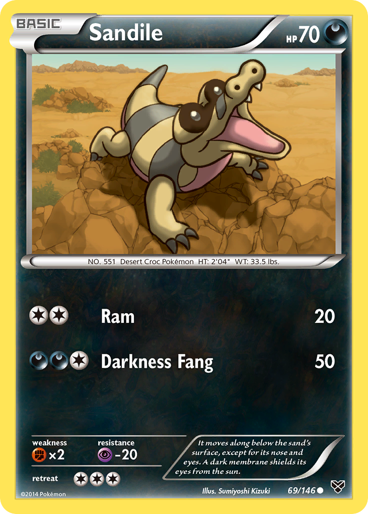 Sandile 69/146 English Pokémon card from XY (2014)