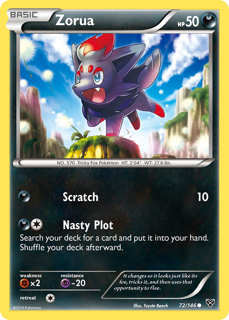 Zorua 72/146 English Pokémon card from XY (2014)
