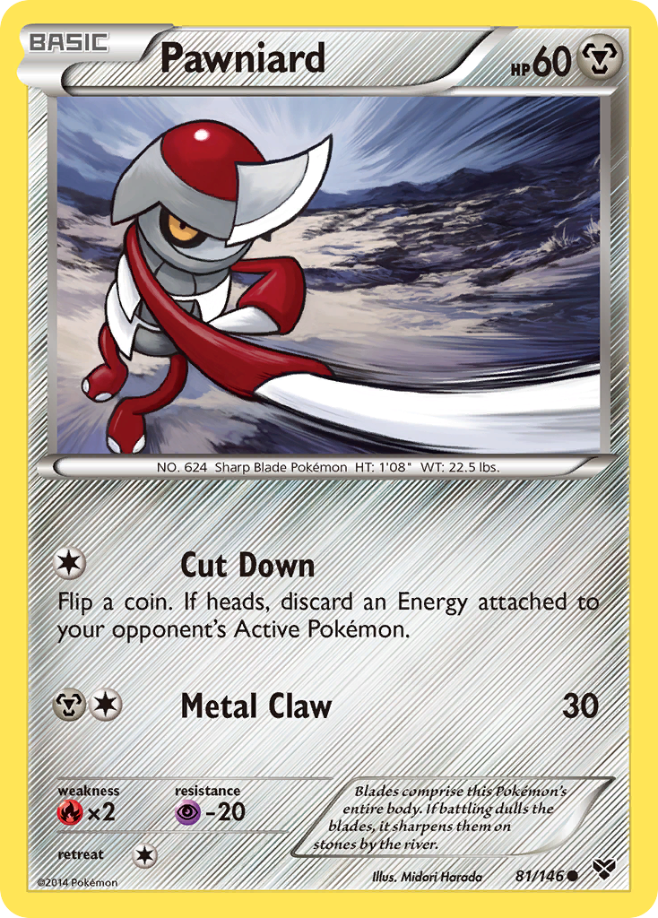 Pawniard 81/146 English Pokémon card from XY (2014)