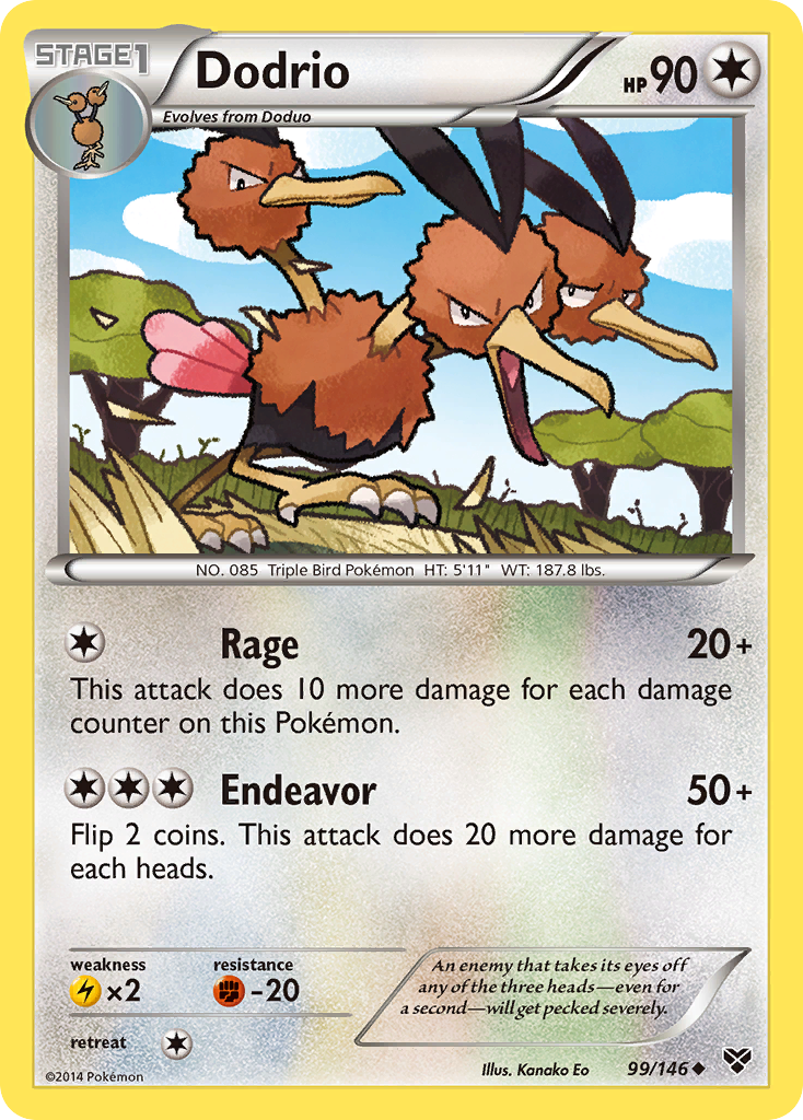 Dodrio 99/146 English Pokémon card from XY (2014)