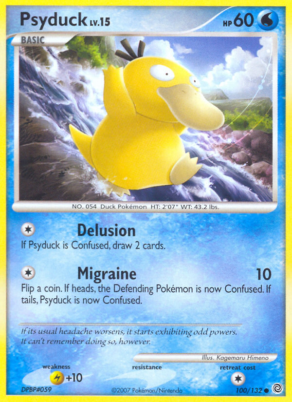 Psyduck 100/132 Pokémon Secret Wonders (2007) English card — catalogue reference