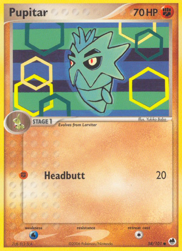 Pupitar 58/101 Pokémon EX Dragon Frontiers (2006) English card — catalogue reference