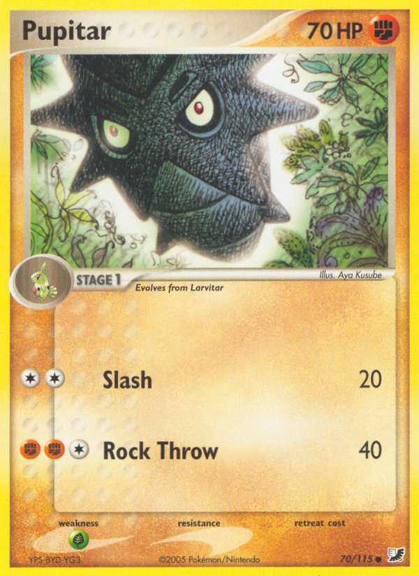 Pupitar 70/115 Pokémon EX Unseen Forces (2005) English card — catalogue reference
