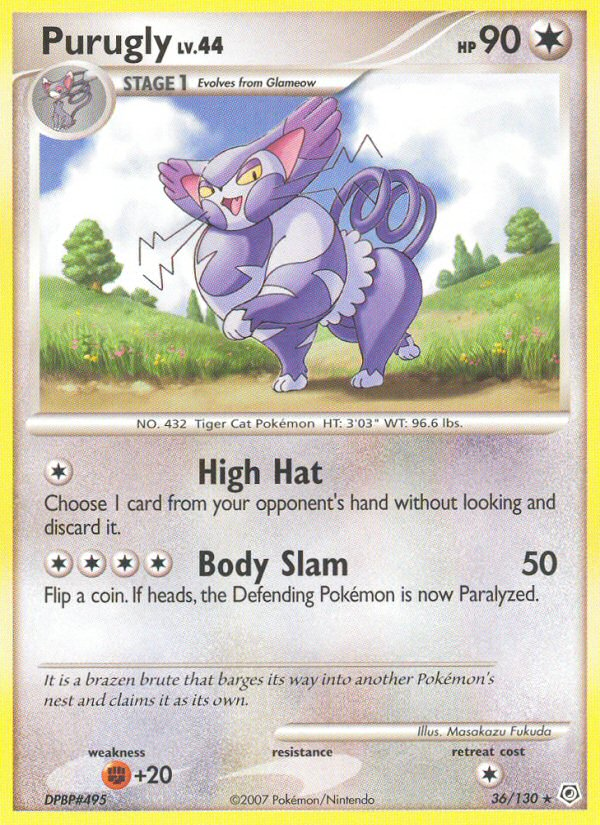 Purugly 36/130 Pokémon Diamond & Pearl (2007) English card — catalogue reference