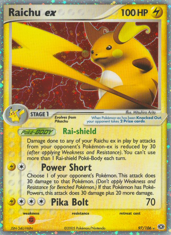 Raichu ex 97/106 Pokémon EX Emerald (2005) English card — catalogue reference