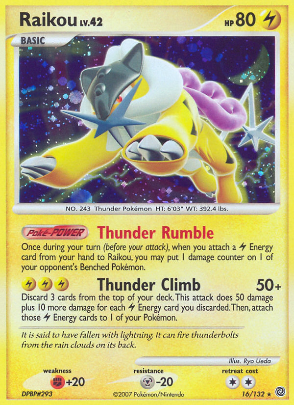 Raikou 16/132 Pokémon Secret Wonders (2007) English card — catalogue reference