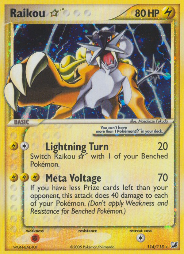 Raikou ★ 114/115 Pokémon EX Unseen Forces (2005) English card — catalogue reference