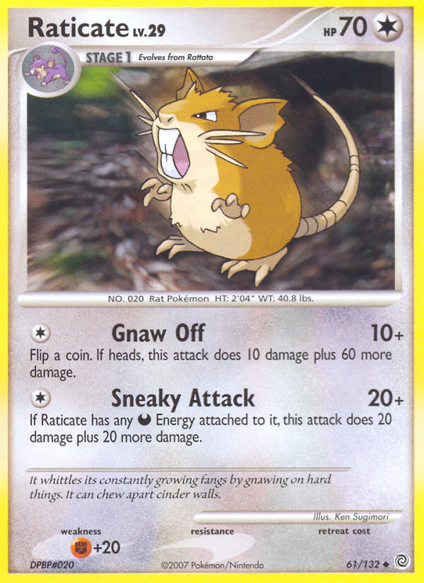 Raticate 61/132 Pokémon Secret Wonders (2007) English card — catalogue reference