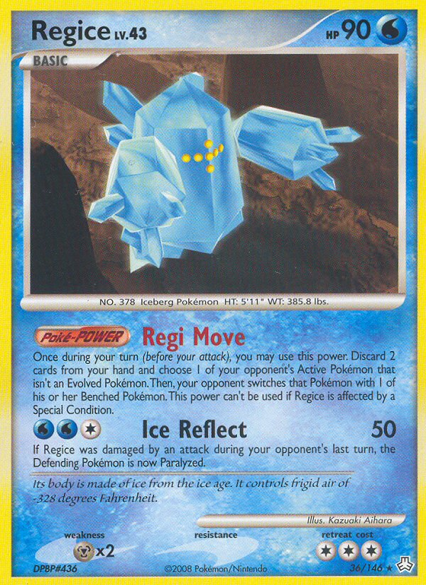 Regice 36/146 Pokémon Legends Awakened (2008) English card — catalogue reference