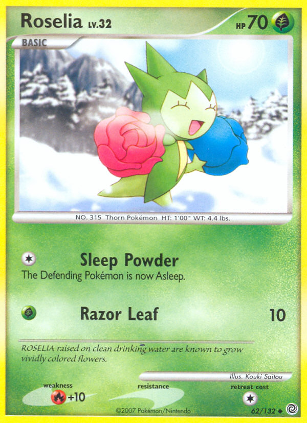 Roselia 62/132 Pokémon Secret Wonders (2007) English card — catalogue reference