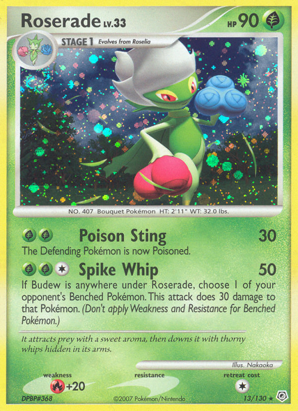 Roserade 13/130 Pokémon Diamond & Pearl (2007) English card — catalogue reference