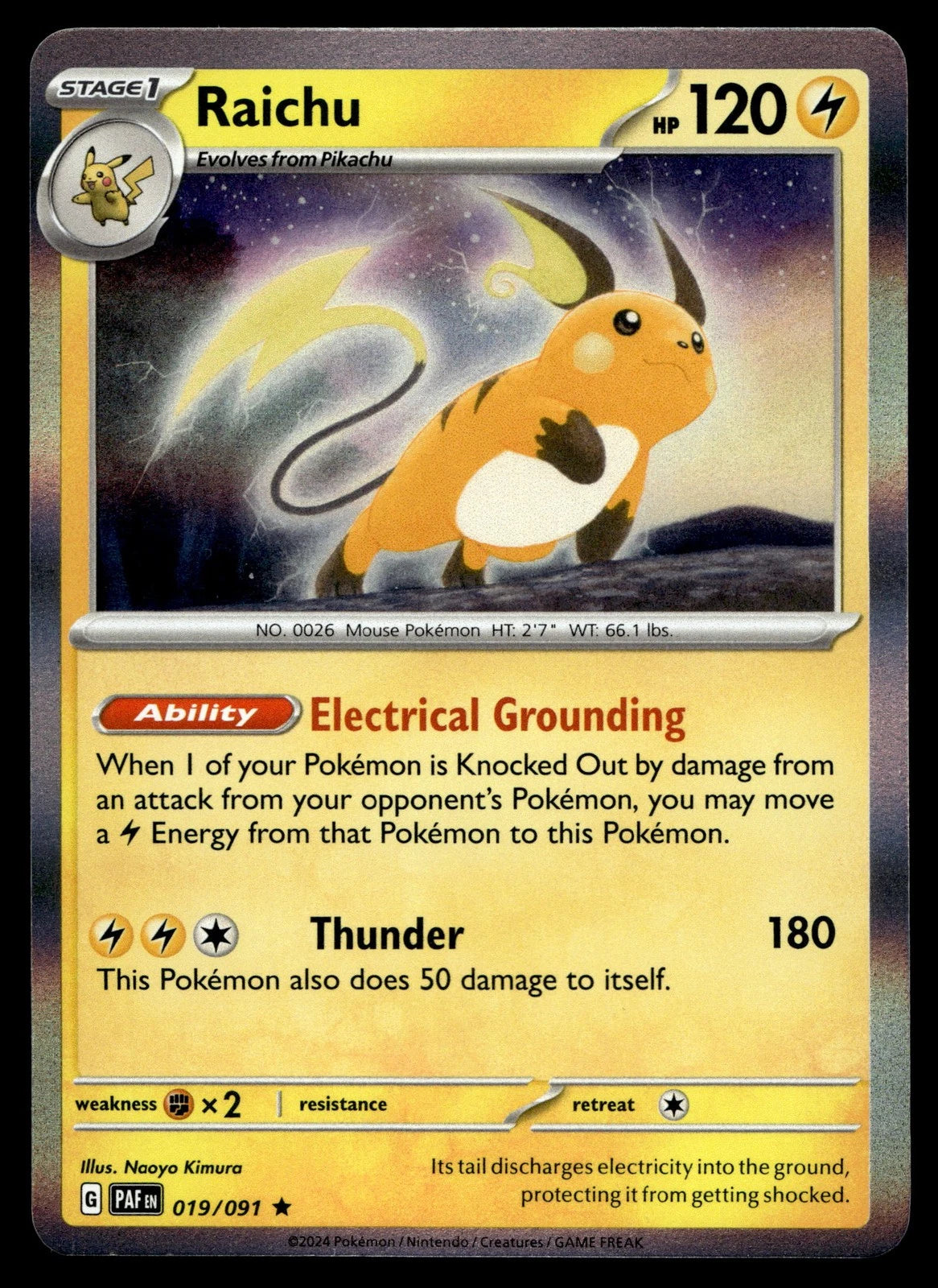 Pokemon Raichu Paldean Fates 019/091