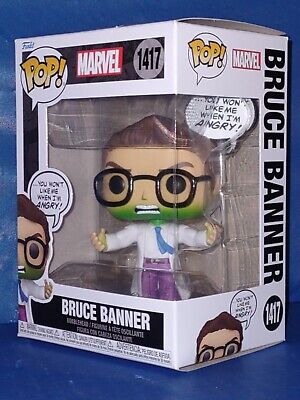 Funko Pop! Marvel Bruce Banner figure in packaging on a blue background