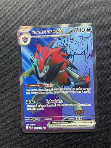 Pokémon trading card featuring Zoroark EX on a dark background
