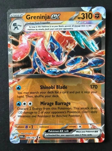 Pokemon Greninja ex Twilight Masquerade 106/167 Double Rare