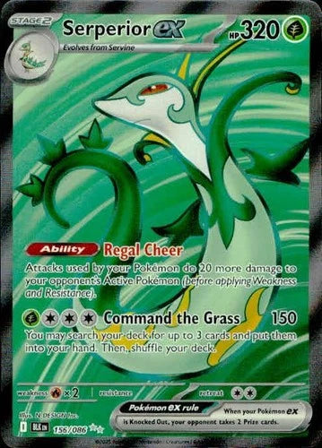 Pokémon trading card featuring Serperior EX with green and white design