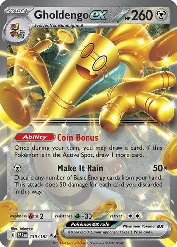 Pokemon Gholdengo EX Paradox Rift 139/182 Trading Card