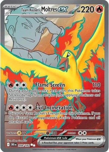 Pokemon Team Rocket's Moltres EX Destined Rivals 208/182 Trading Card