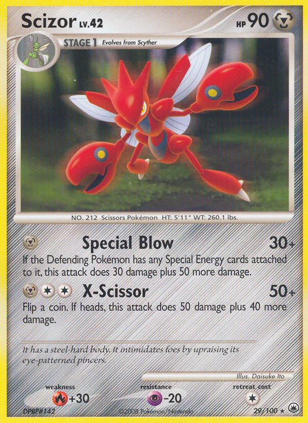 Scizor 29/100 Pokémon Majestic Dawn (2008) English card — catalogue reference