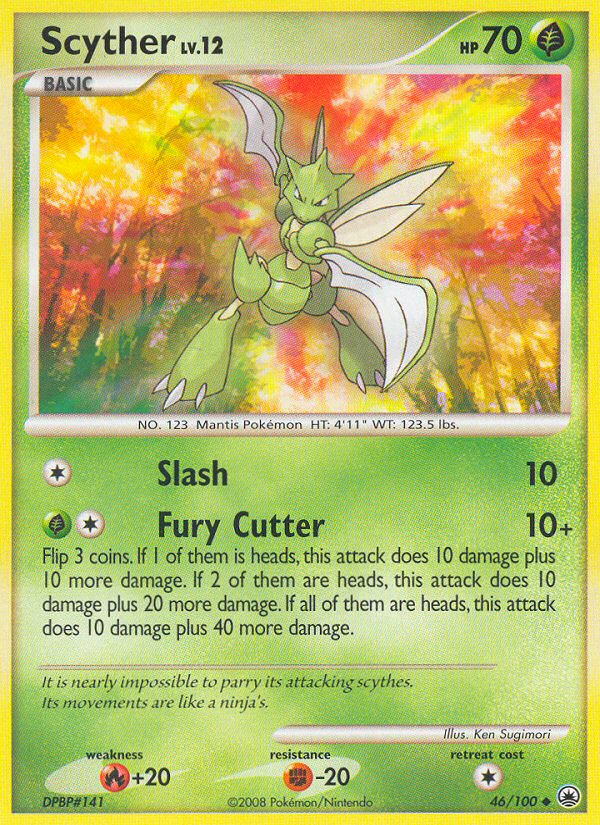 Scyther 46/100 Pokémon Majestic Dawn (2008) English card — catalogue reference