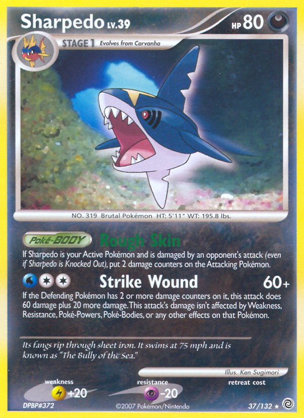 Sharpedo 37/132 Pokémon Secret Wonders (2007) English card — catalogue reference