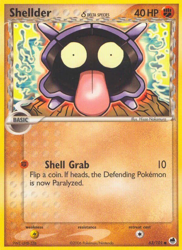 Shellder δ 63/101 Pokémon EX Dragon Frontiers (2006) English card — catalogue reference