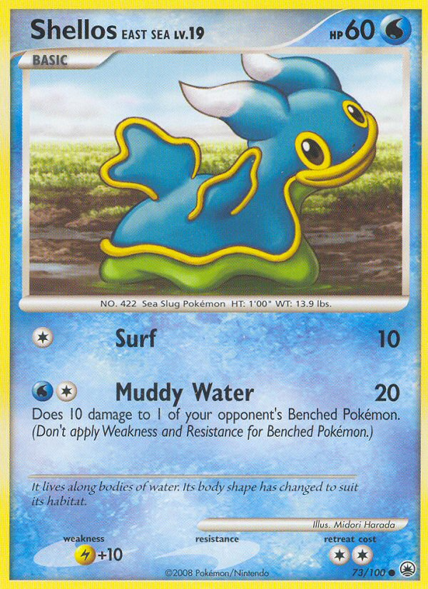 Shellos East Sea 73/100 Pokémon Majestic Dawn (2008) English card — catalogue reference