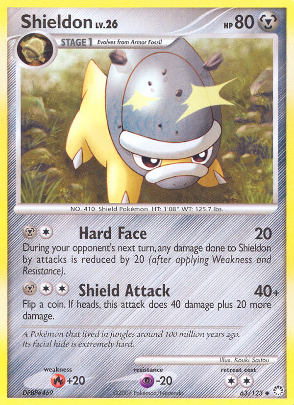 Shieldon 63/123 Pokémon Mysterious Treasures (2007) English card — catalogue reference