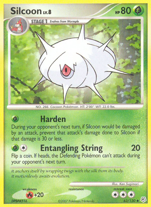 Silcoon 63/130 Pokémon Diamond & Pearl (2007) English card — catalogue reference