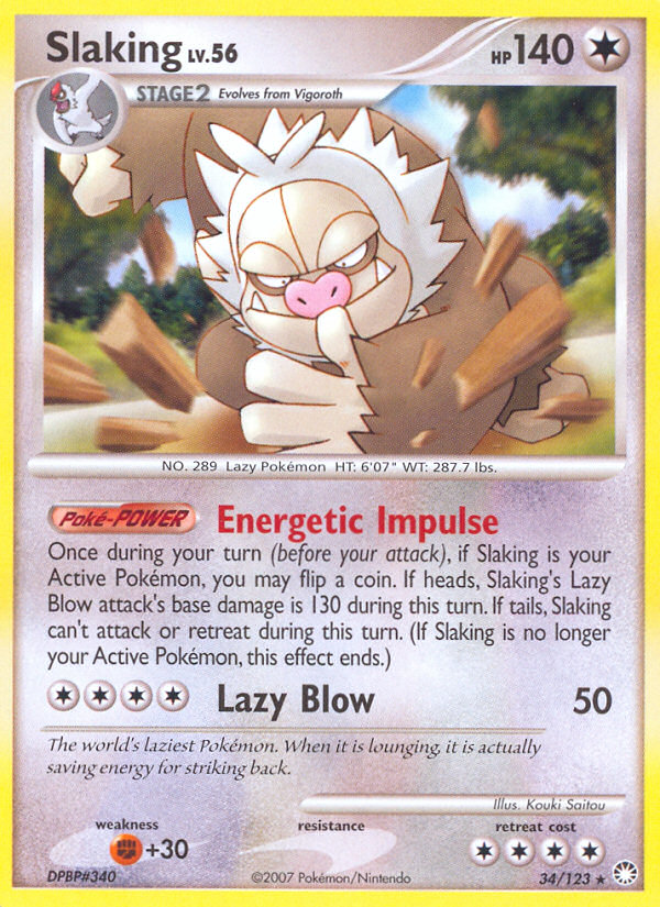 Slaking 34/123 Pokémon Mysterious Treasures (2007) English card — catalogue reference