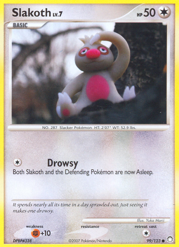 Slakoth 99/123 Pokémon Mysterious Treasures (2007) English card — catalogue reference
