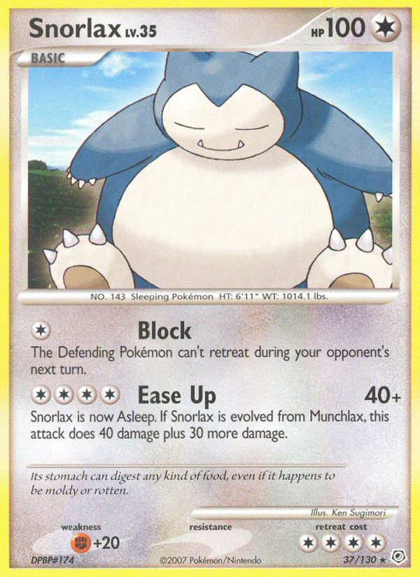 Snorlax 37/130 Pokémon Diamond & Pearl (2007) English card — catalogue reference