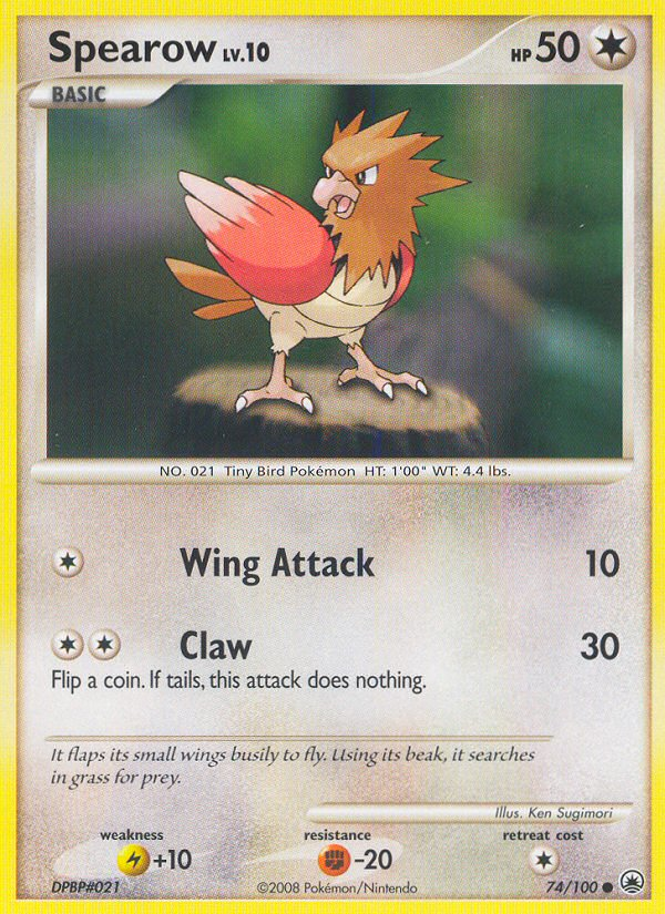 Spearow 74/100 Pokémon Majestic Dawn (2008) English card — catalogue reference